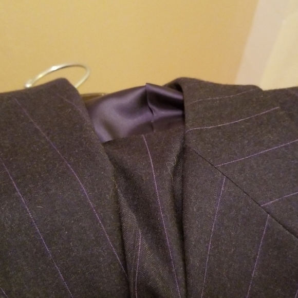 Softest Dark Blue w Purple Pinstripe Wool Suit 40L - Picture 3 of 8